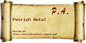 Petrich Antal névjegykártya